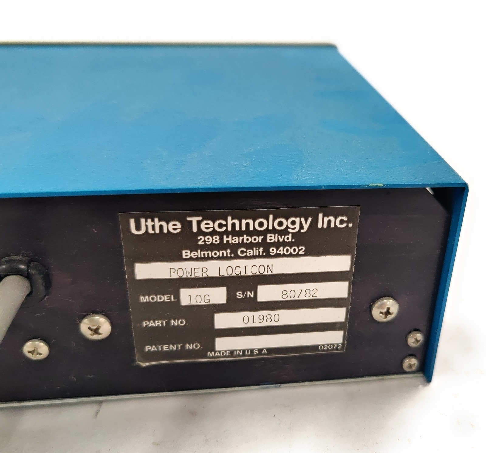 Uthe Technology Power Logicon Model 10G Controller Part 01980B, Untested