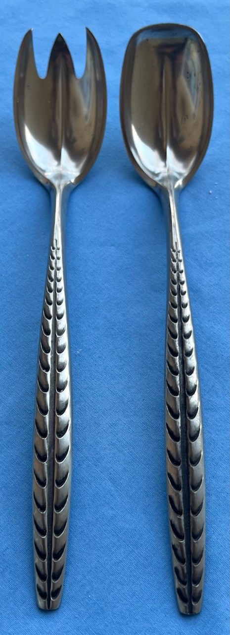 Brodrene Mylius Pewter Salad Servers, Fork and Spoon Norway
