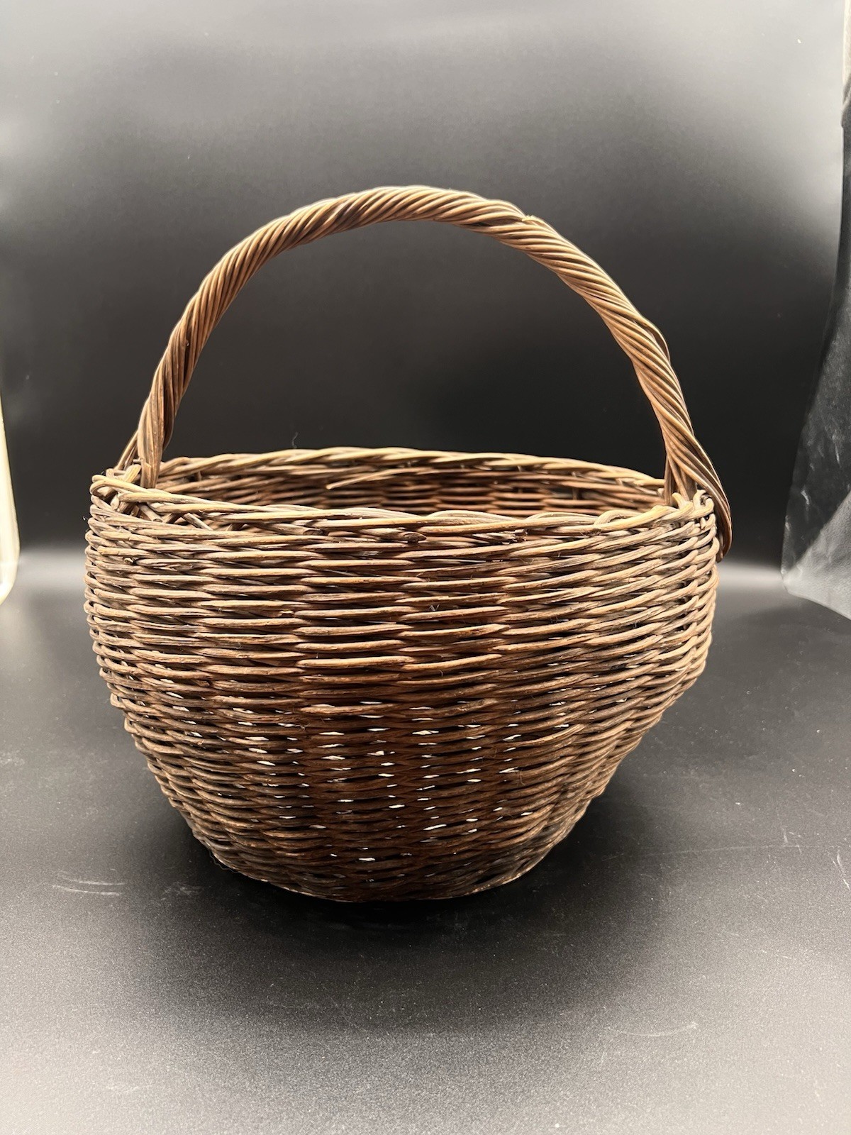 Large Rustic Farmhouse Woven Wood Basket Primitive Gathering Market