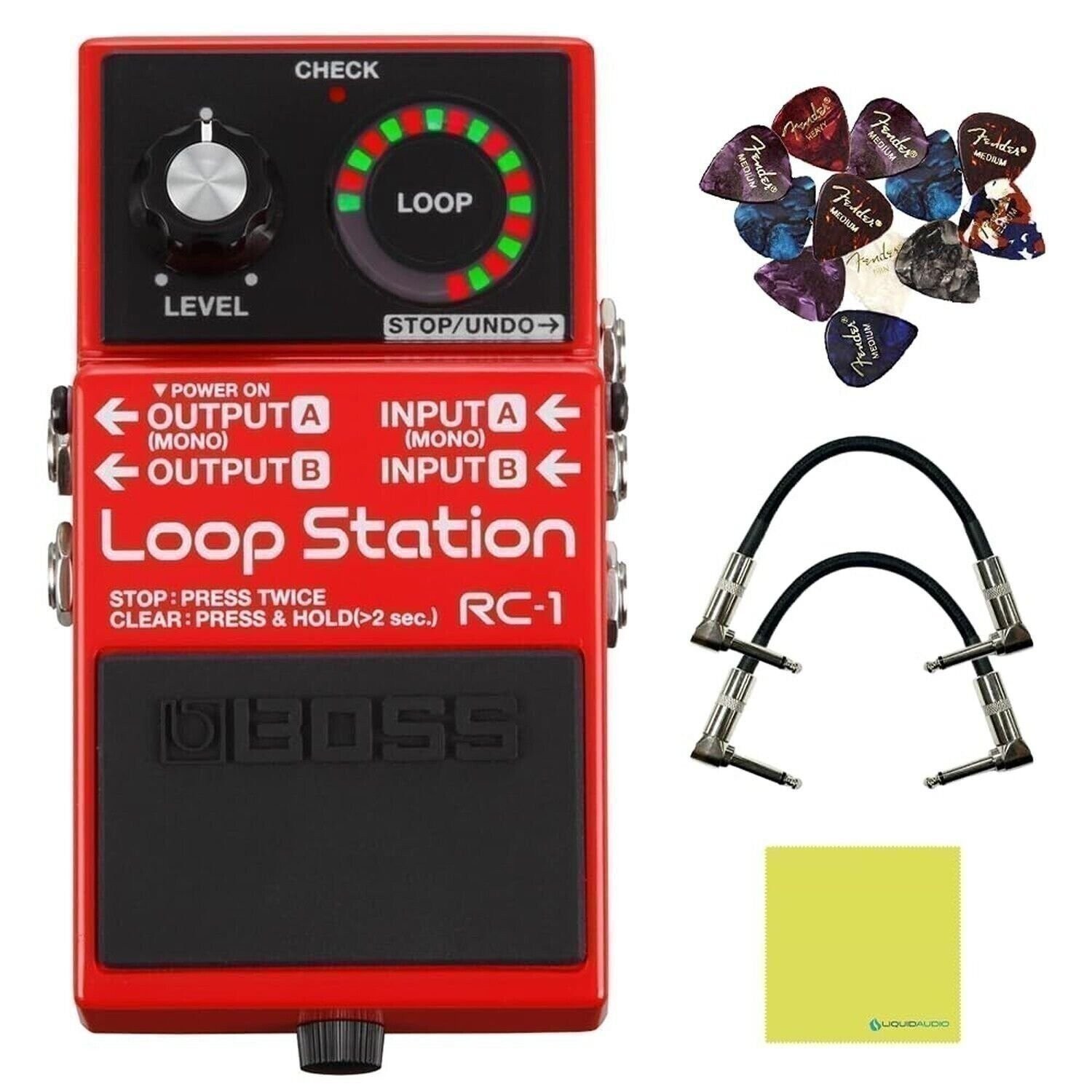 Boss RC-1 Loop Station Looper Pedal Bundle w/2x Strukture S6P48 Woven Right A...