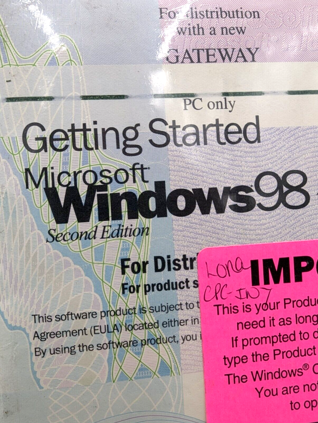 Microsoft Windows 98 Second Edition New Sealed CD w/ COA Product Key