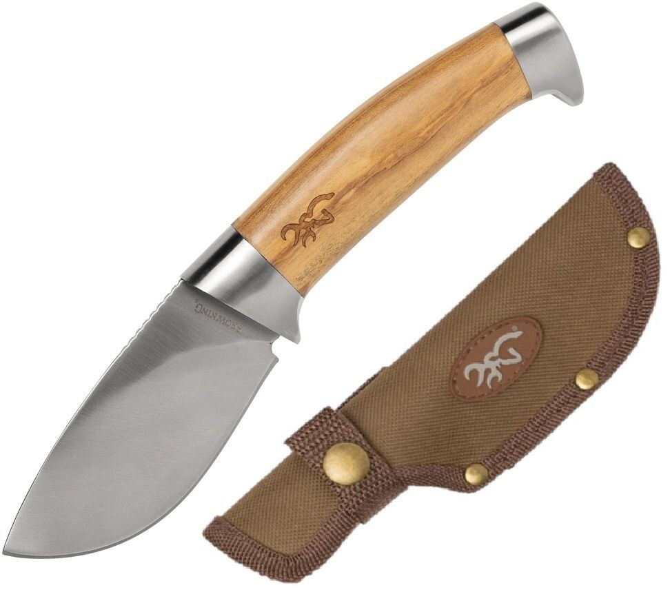 Browning Fixed Knife 3.75" Stainless Steel Skinner Blade Brown Wood Handle 0497