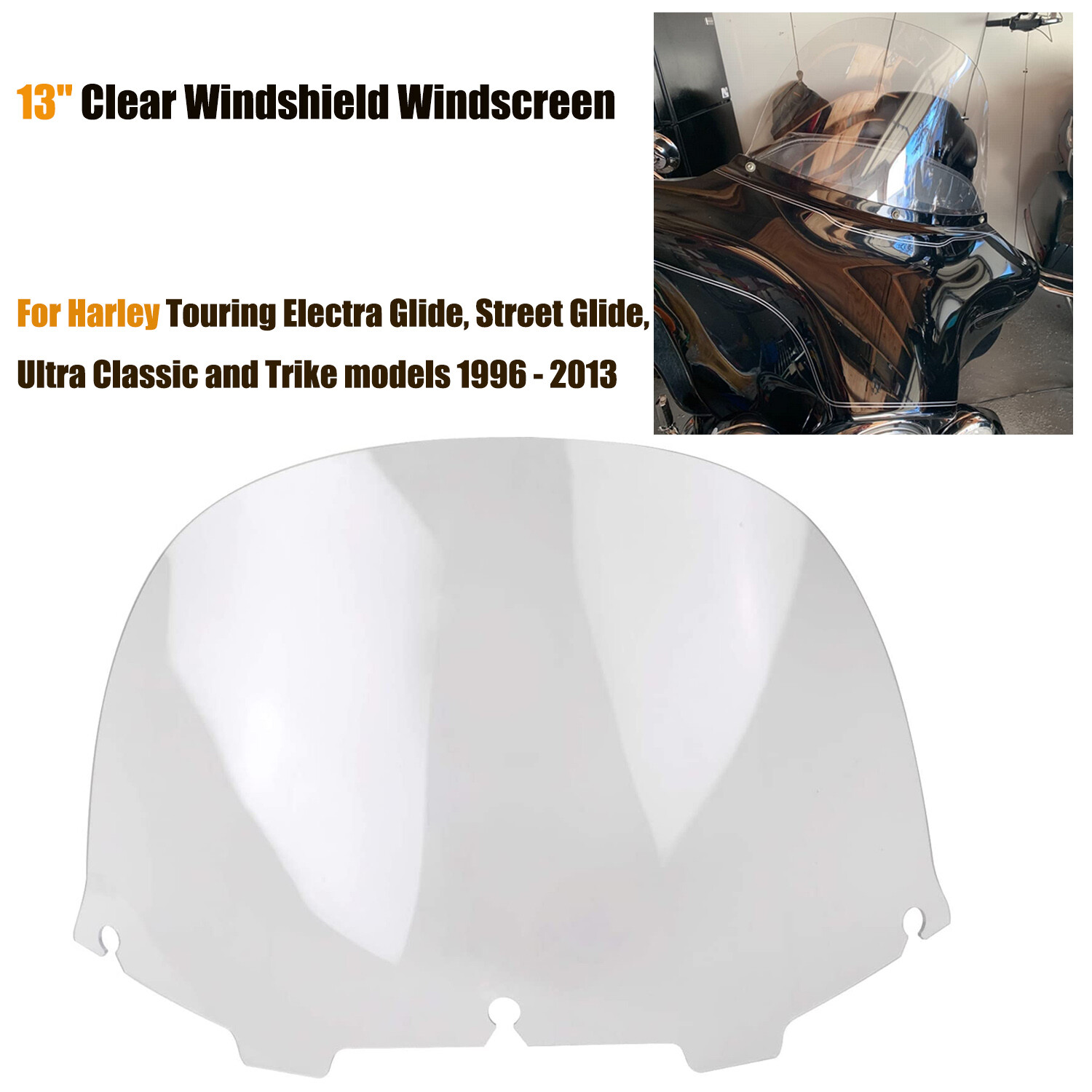 Clear Windshield Windscreen Fit For Harley Electra Glide Ultra Classic 1996-2013