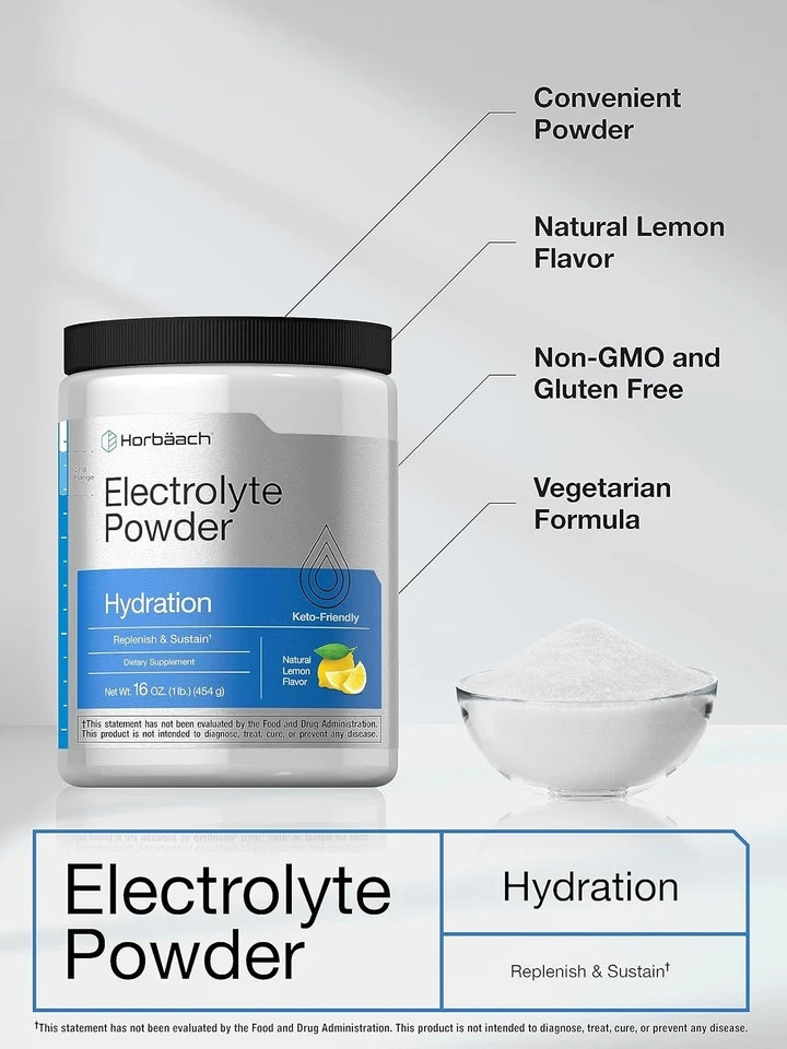 Horbäach Electrolytes Powder | 16 oz | 130 Servings | Hydration Supplement |...