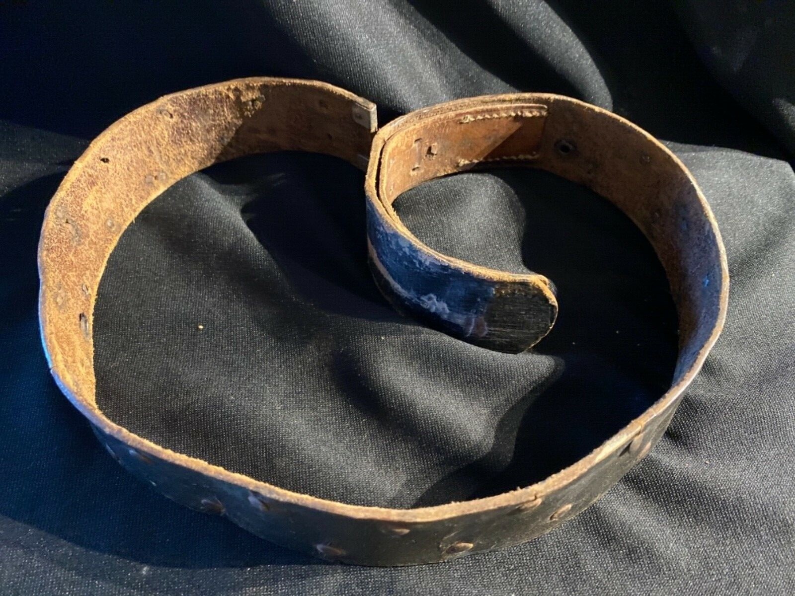 WW2 German Black Leather Belt with Rare Studs