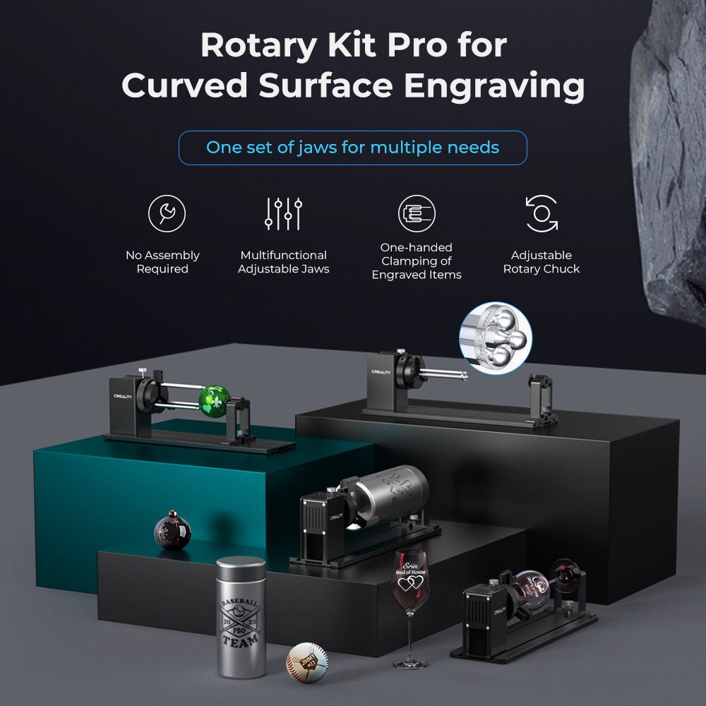 Brand New Creality Laser Rotary Roller Kit Pro for Curved Surface Engraving