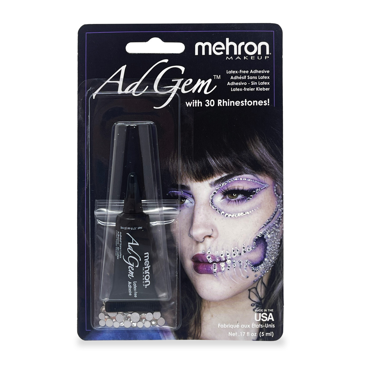 AdGem Latex Free Face & Body Decorations Glue Adhesive Rhinestones Jewels Mehron