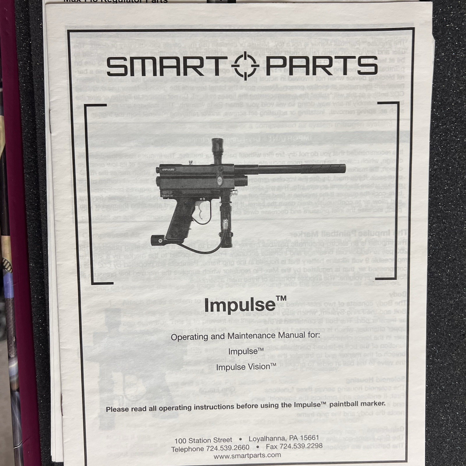 SMART PARTS IMPULSE PAINTBALL MARKER BOX + ASSORTED MANUALS - BLACK (NO MARKERS)