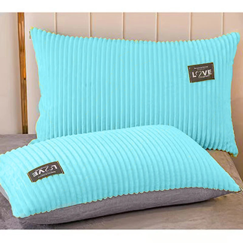 A pair simple coral velvet soft rectangular pillowcases 2PCS 48x74cm zipped pill