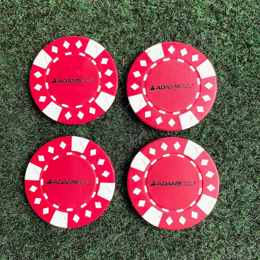 Adams Golf Poker Chip Ball Markers Red Set of 4 #1 Hybrids On Tour