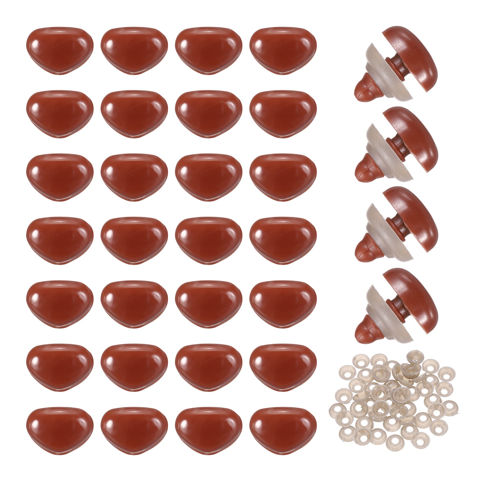 Safety Nose, 50Pcs 12mm Realistic Doll Safety Nose, Brown