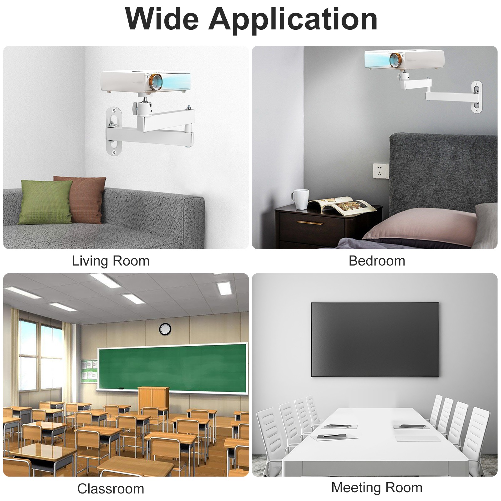 Foldable Adjustable Projector Wall & Ceiling Mount with 360° Rotation Aluminum