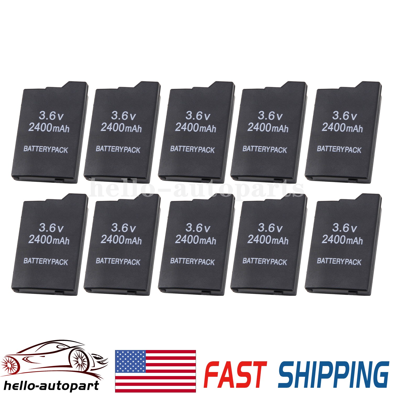 10pcs 2400mAh Rechargeable Replace Battery 3.6V For Sony PSP Slim 2000 2001 3000