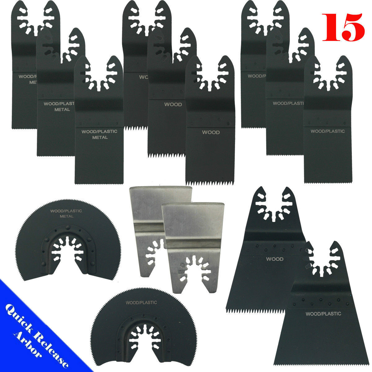 15 Saw Blade Oscillating Multi Tool compatible for Dewalt Bosch Worx Ryobi QR