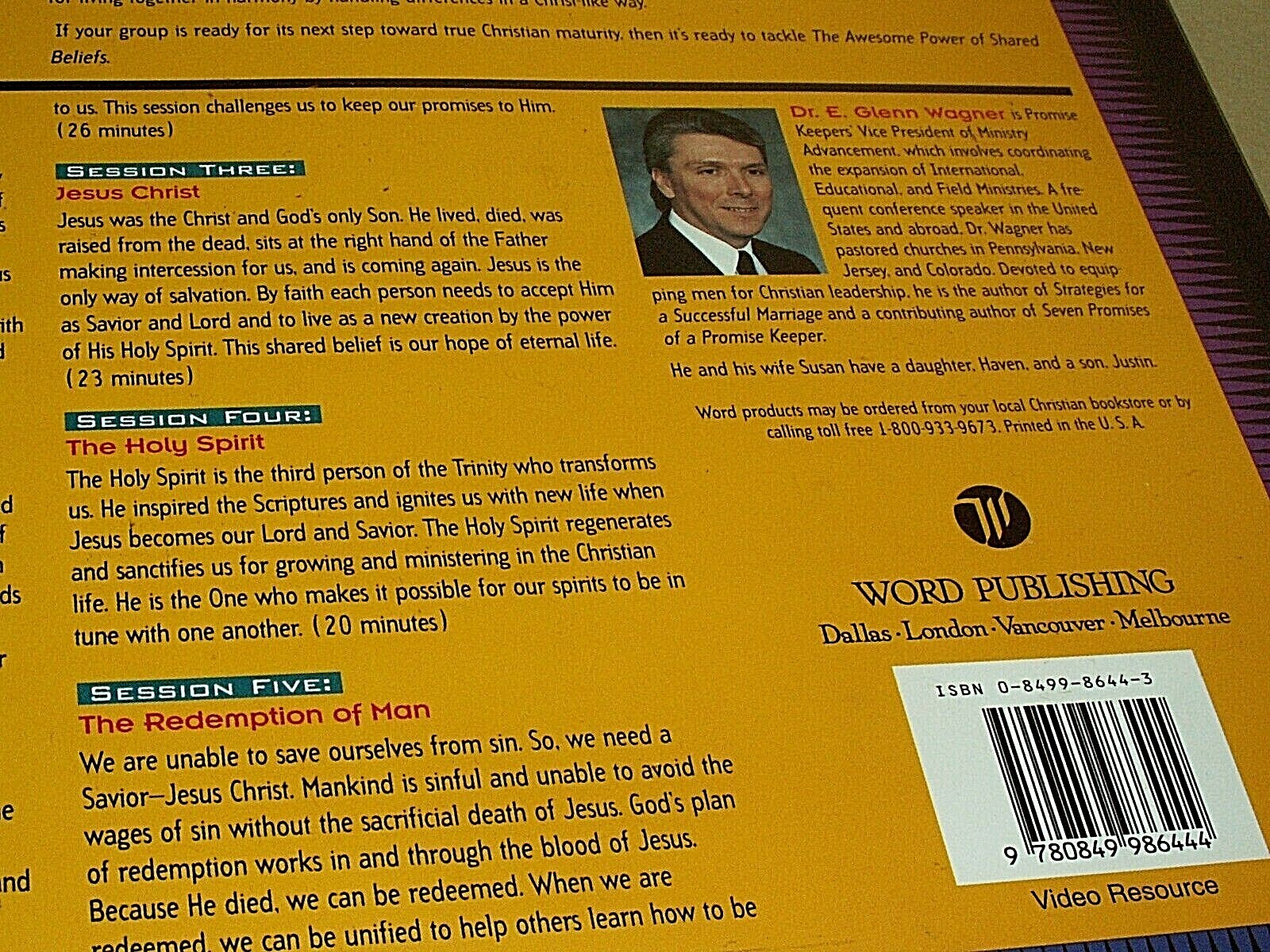 AWESOME POWER SHARED BELIEFS E GLENN WAGNER 6 SESSION CASE VHS LEADER GUIDE.