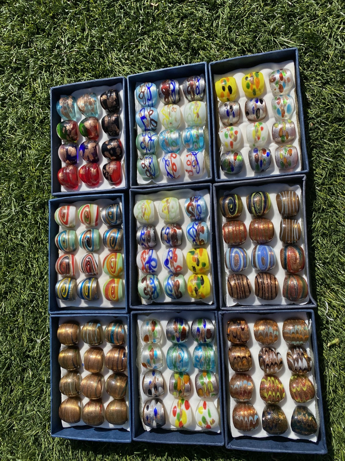 Lampwork Glass Ring Handmade Size 7 8 9 ,12pcs Pack