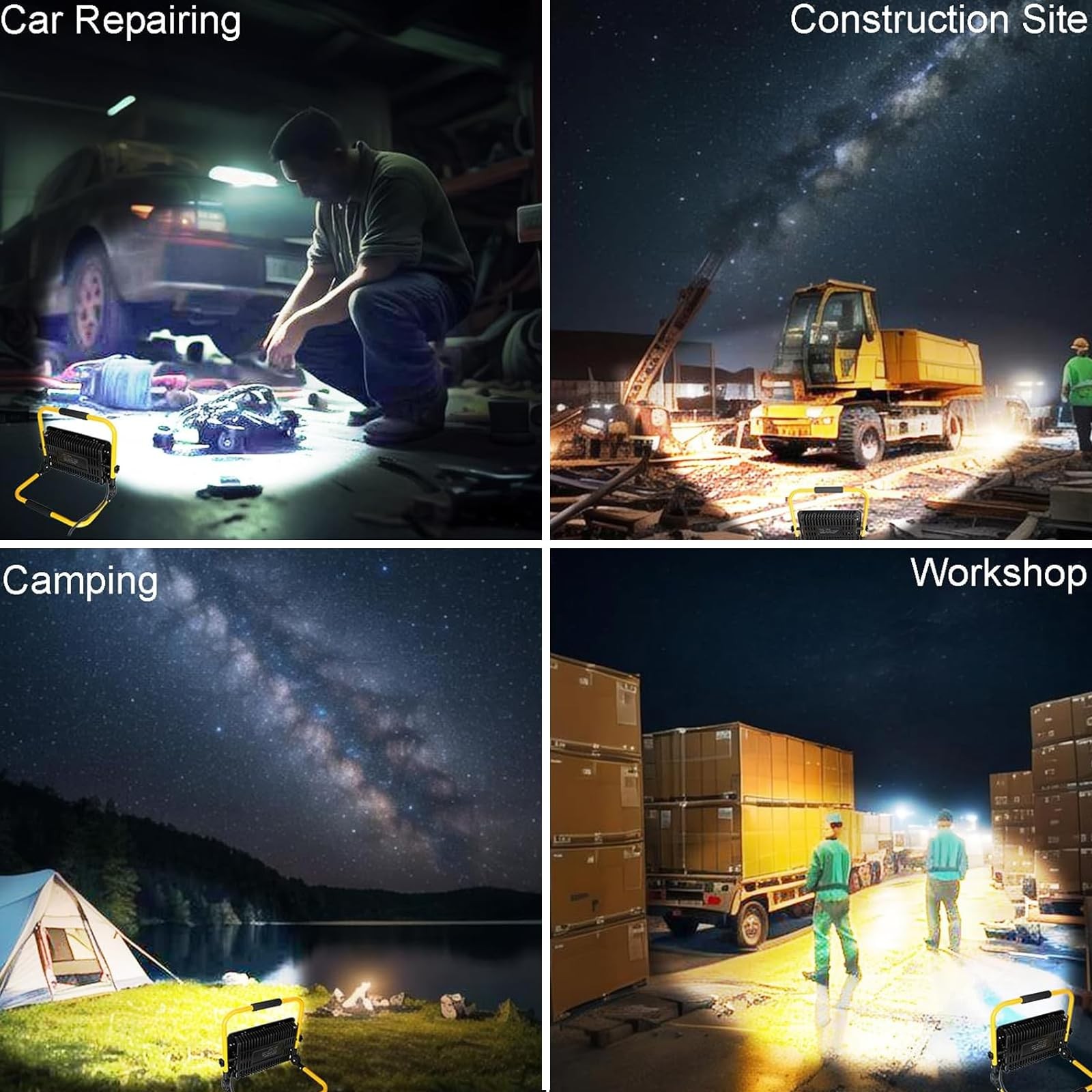 200W LED Work Light, 20000LM 6500K Work Lights on Stand, Portable Work Light,...