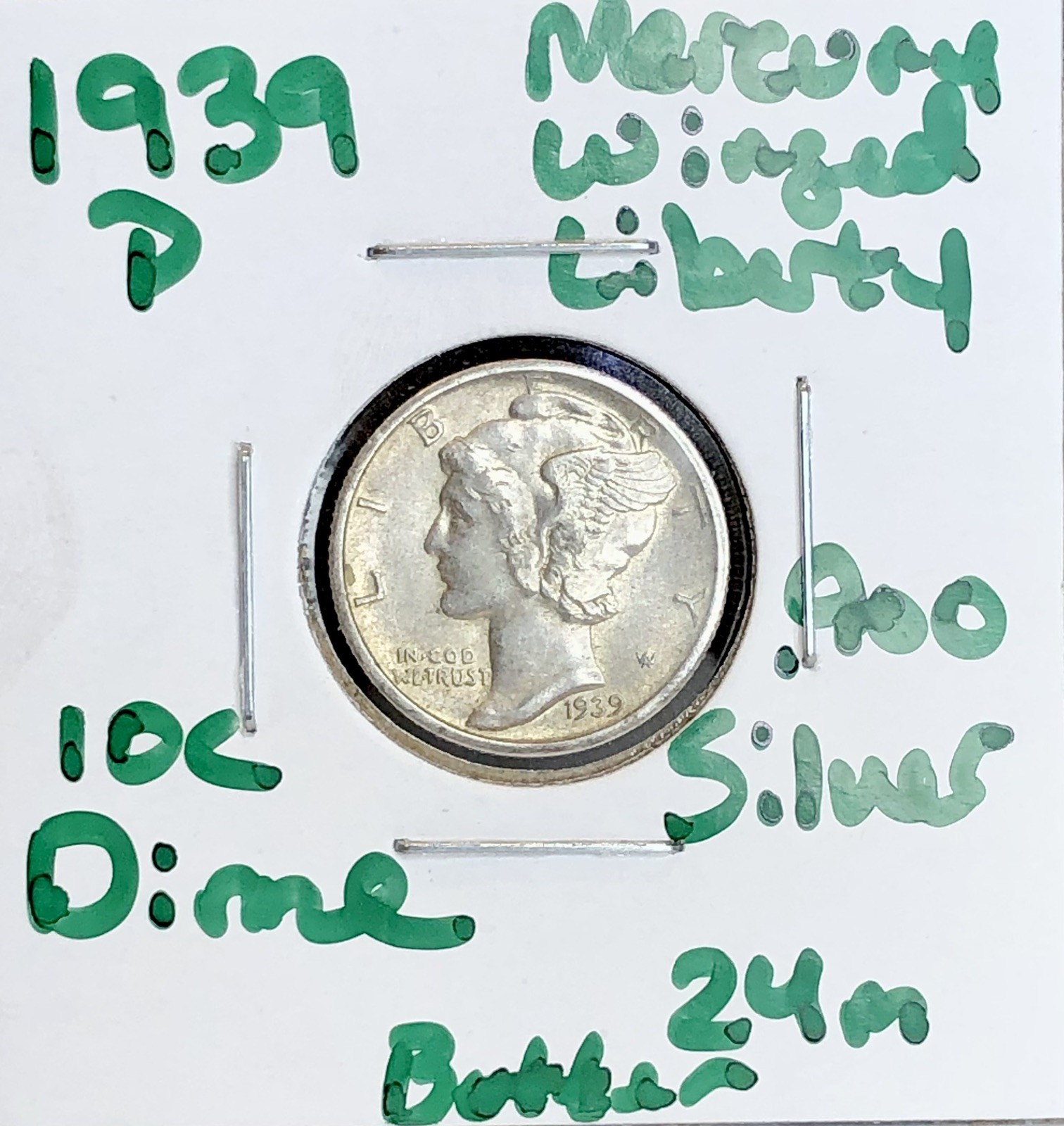 1939-D Mercury Silver Dime XF Details About Uncirculated, Denver Mint
