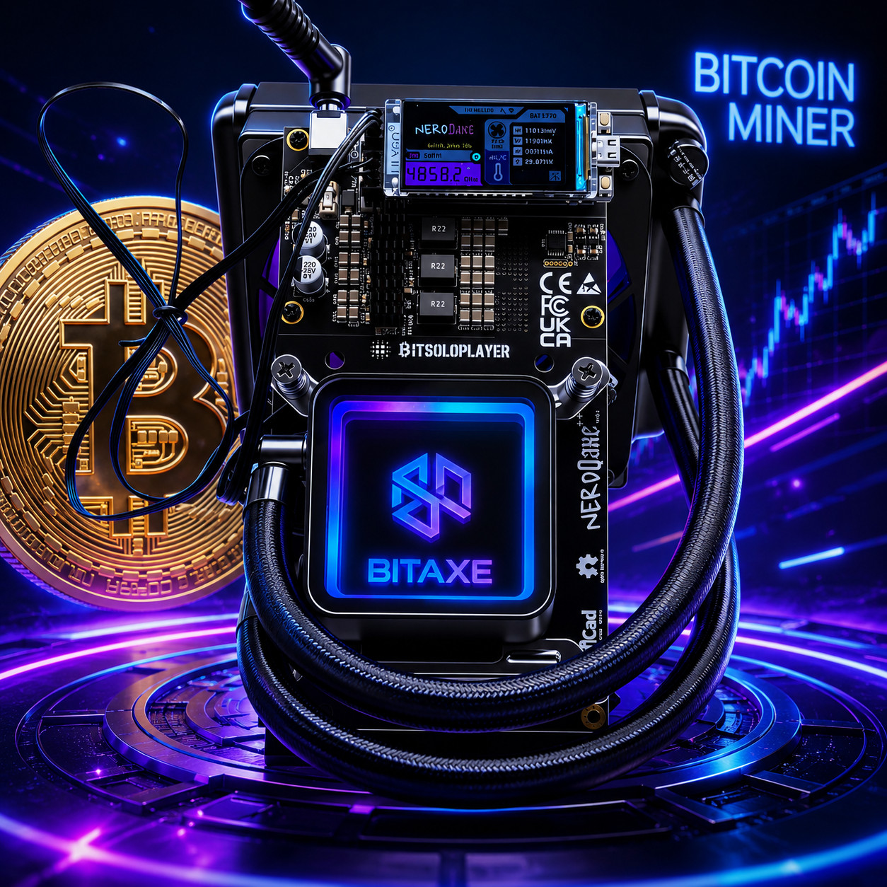 4.8TH/s Hydro & Air Dual Cooling NerdQaxe++ BTC Solo Miner Bitcoin Lotto Mining