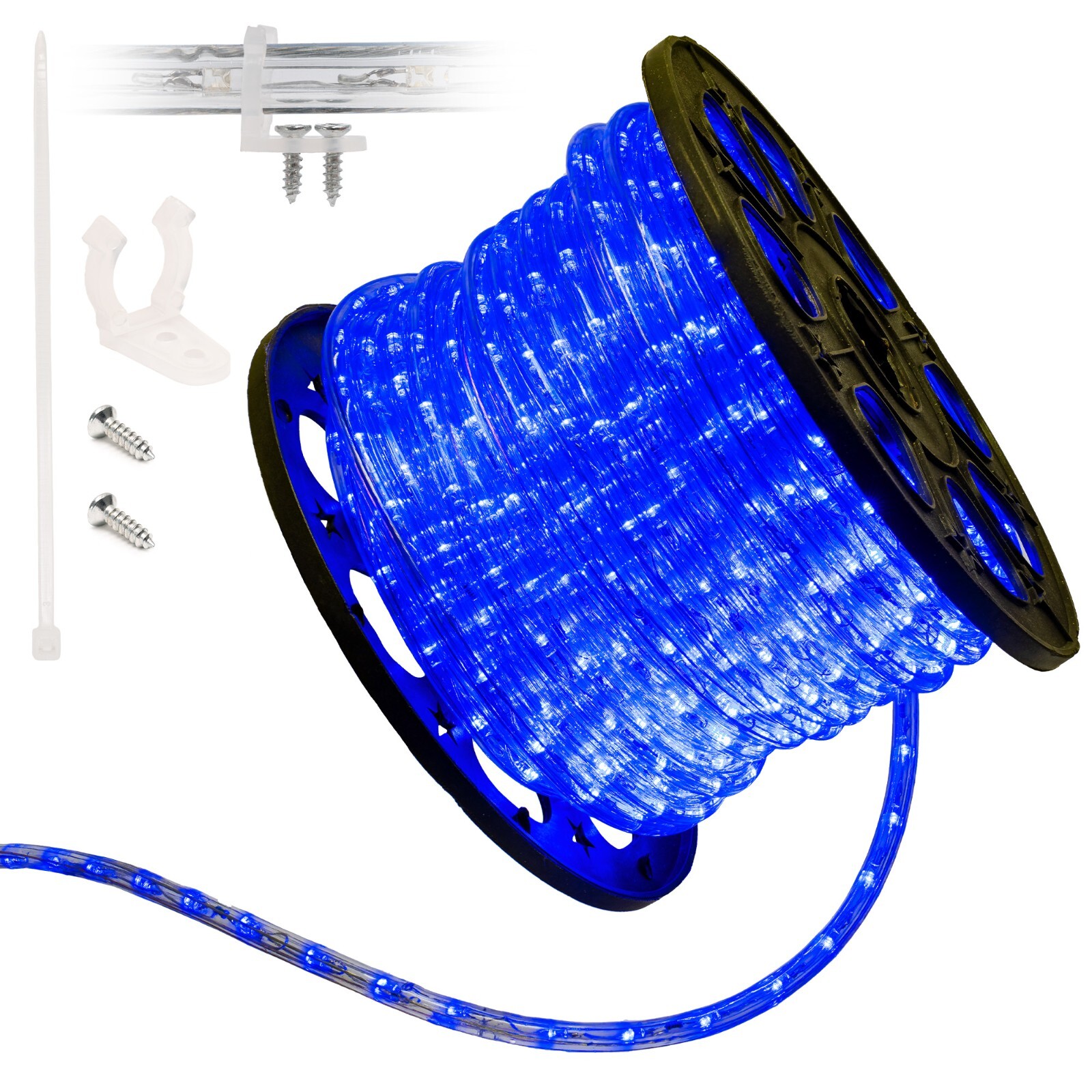Assorted Size 3/8" Blue LED Rope Lighting Flexible Indoor Outdoor Christmas Xmas