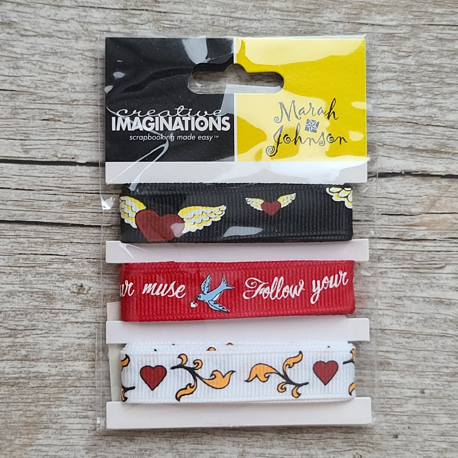 Creative Imagination Marah Johnson 3 Twill Set 1 Yard Each Love Scrapbook Ribbon