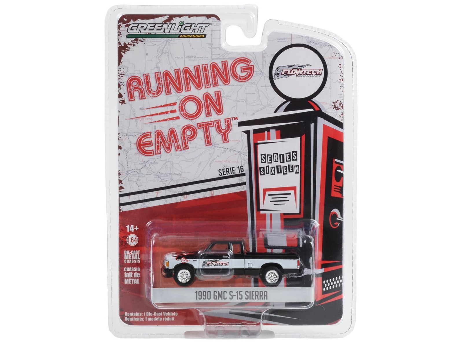 1990 S-15 Sierra Pickup Truck Black and White with 1/64, Black, White, Chrome