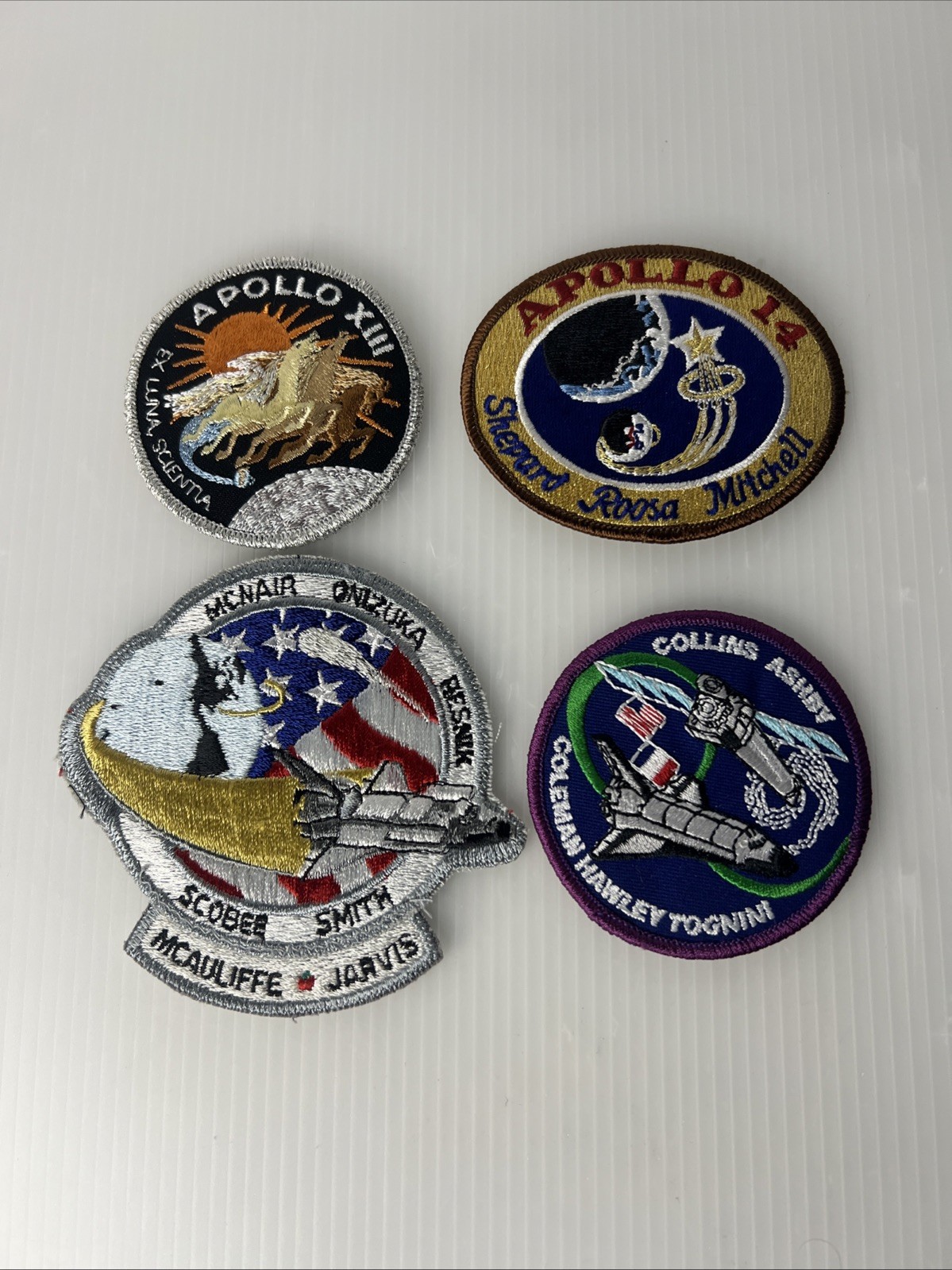 LOT of 4 NASA PATCHES Space Program & Shuttle STS Missions Apollo Collins Ashby