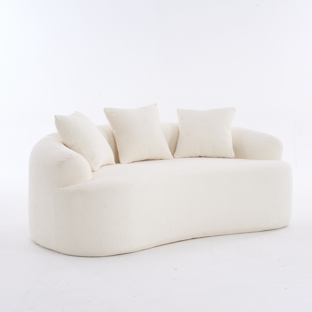 Loveseat Sofa for Small Spaces, Chenille Fabric Medium-Soft 2-Seater w/Pillows