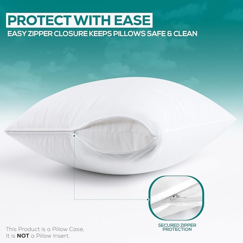 Waterproof Bed Bug Proof Pillow Protectors Set of 2 Machine Washable Polyester
