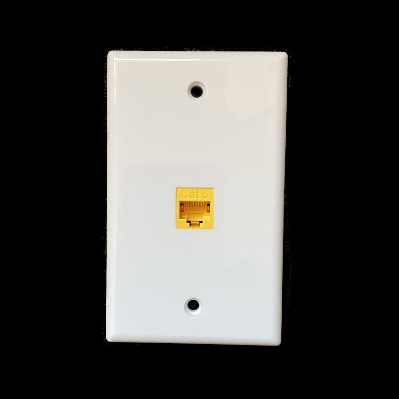 Ethernet Wall Plate CAT6 1-Port Single Gang Keystone RJ45 Network Female Yellow