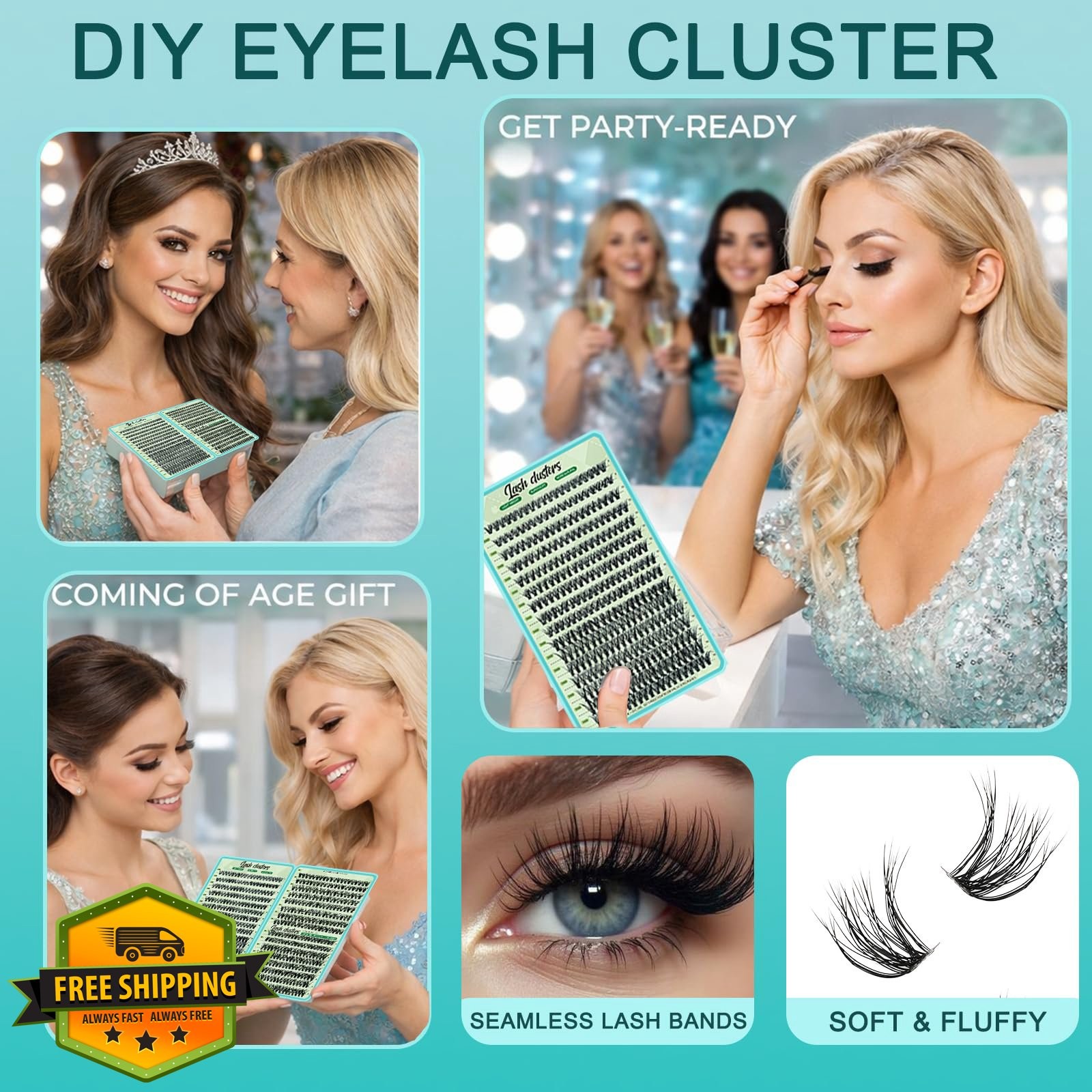 FebFeb Wispy Lash Clusters Kit 640pcs 9-16mm