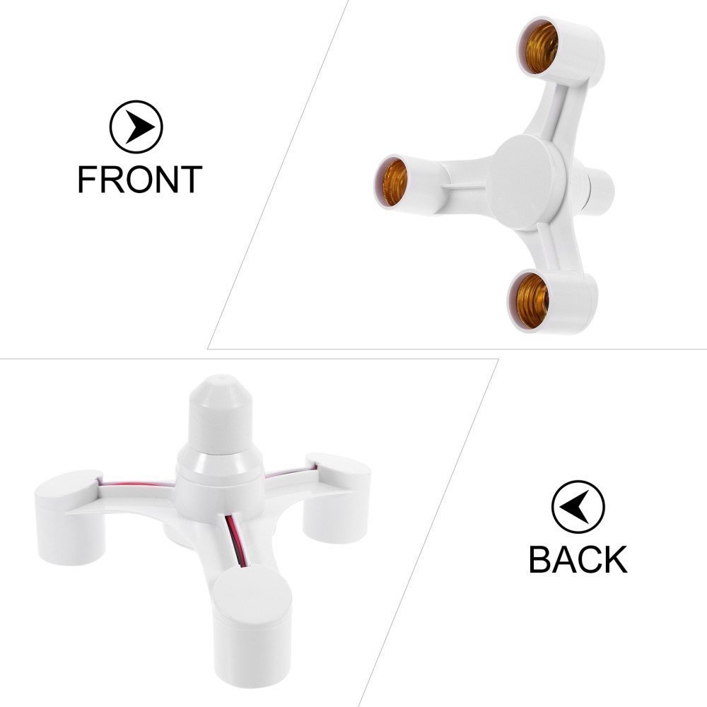2 Pcs Light Conversion Socket E27 Triple Household Lampholder Adapter