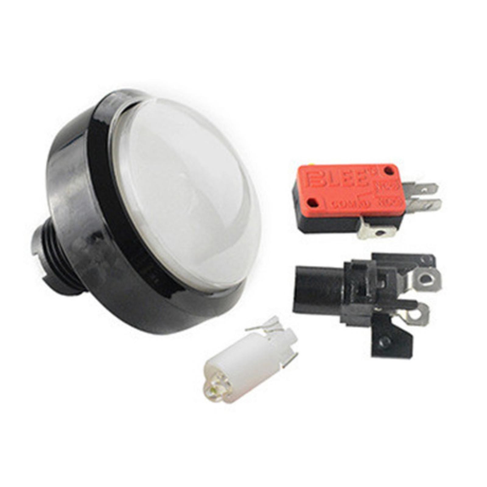 60mm White Arcade Round Push Button Illumilated 12V LED Light w/ Microswitch aa