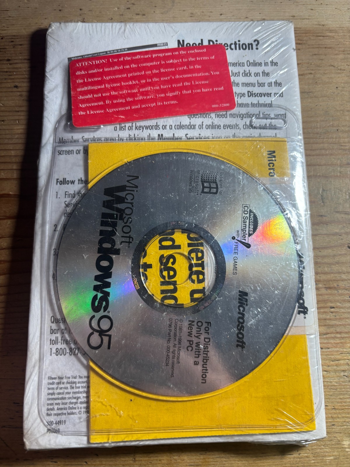 NEW Vtg. 1996 Microsoft Windows 95 Full Operating System CD + Manual