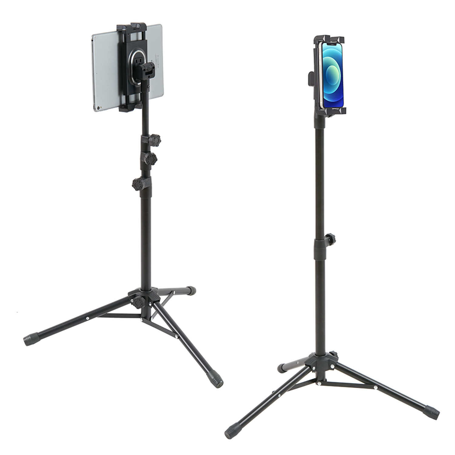 62-140CM Height Adjustable Tablet Tripod Stand 360° Rotating iPad Floor Stand