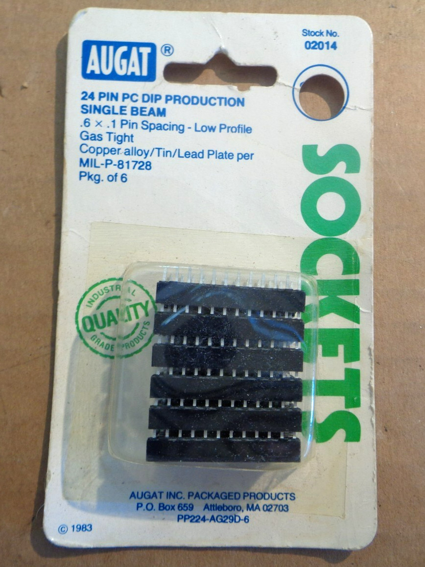 6 pcs. New Augat 02014 24 Pin DIP IC Socket