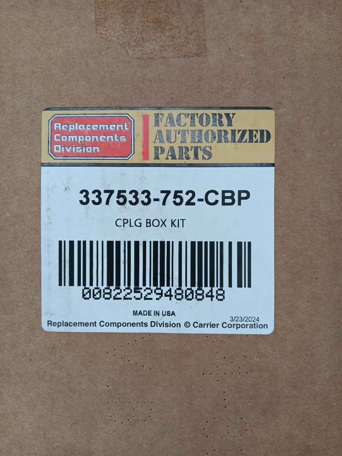 Carrier 337533-752-CBP Coupling Box Kit