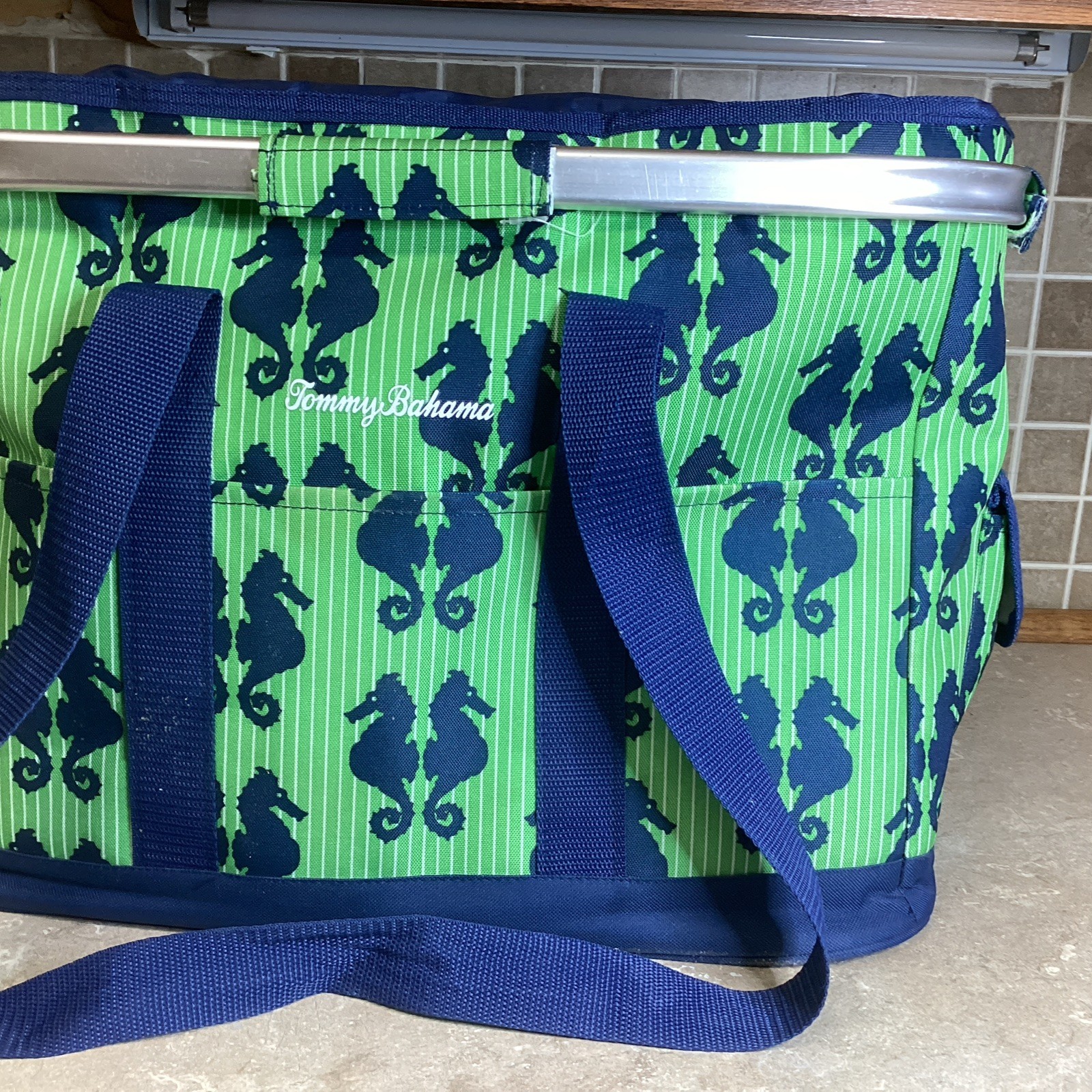 Tommy Bahama Sea Horse Insulated Soft Side Cooler Tote - Tie Top-14” T  X  20” W