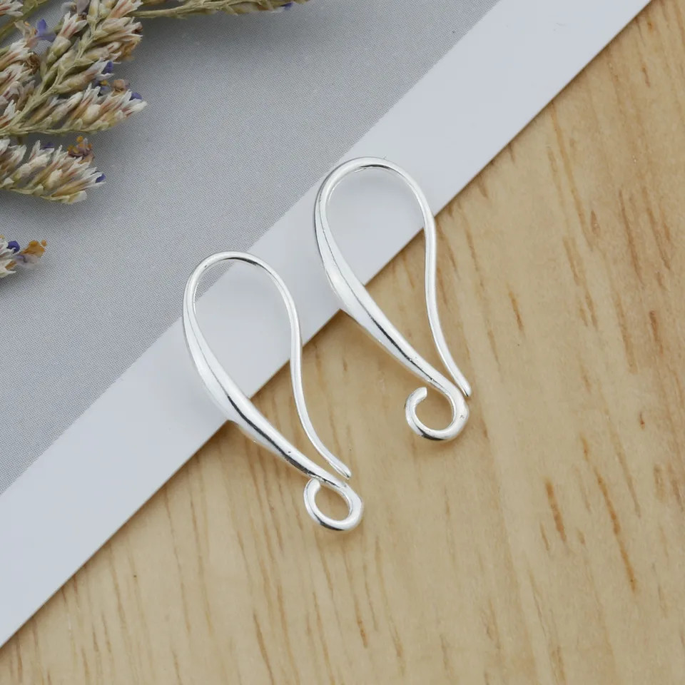 10pc 925 Sterling Silver Earring Bail Pinch Clasp Hook Smooth Jewelry Findings
