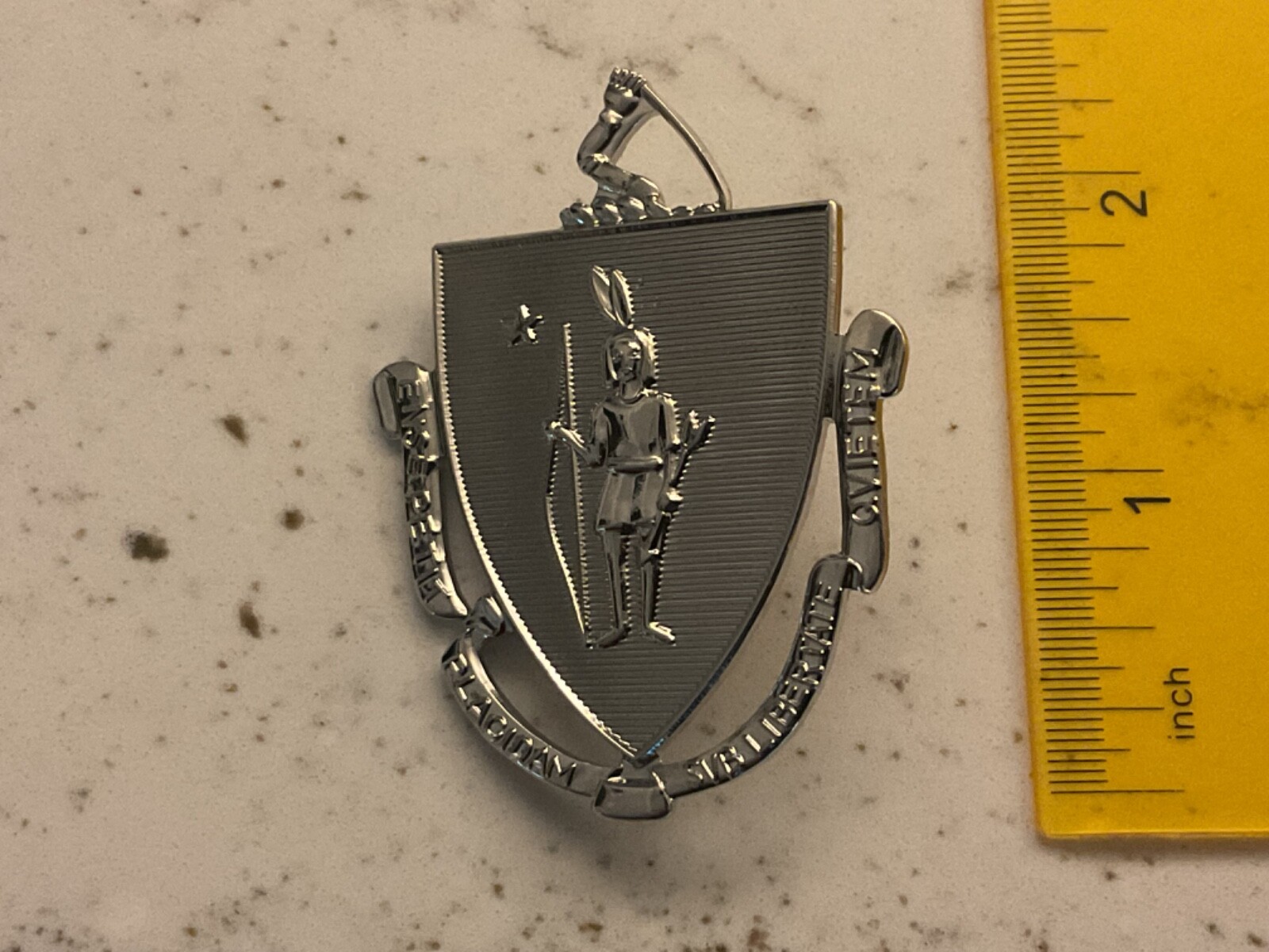 Massachusetts Indian State Shield collectable pin-and screw on post retail 44.95