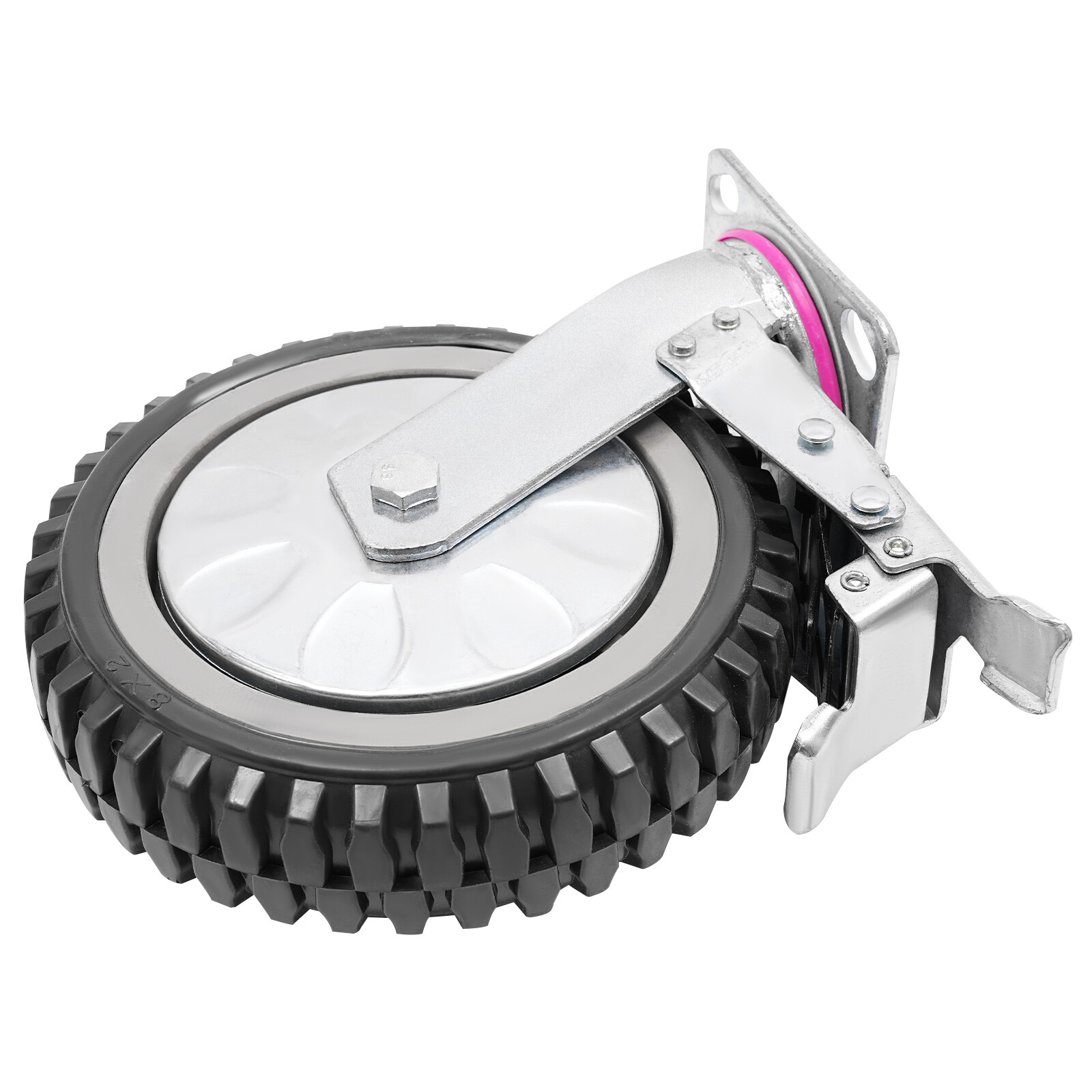4PCS 8 Inch Dustproof Handling Wheels Fixed+Brake Heavy Duty Solid Caster Wheels