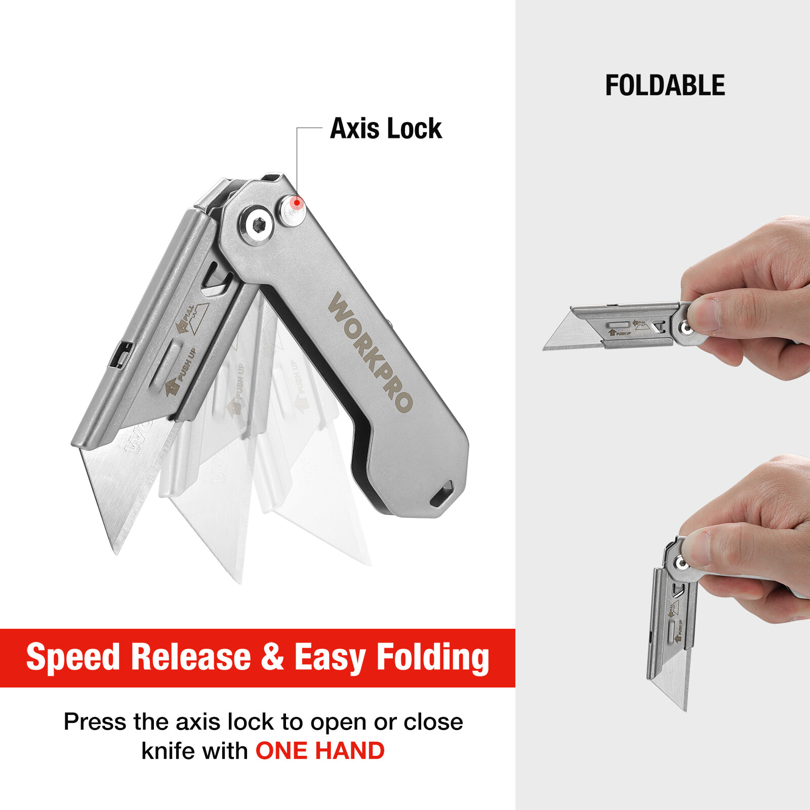 WORKPRO EDC Folding Utility Knife Mini Box Cutter Quick Change Blade Razor Knife