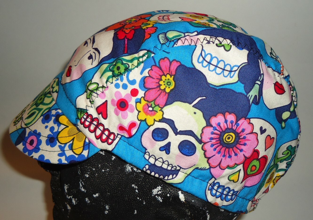 CYCLING CAP FRIDA DIADE MUERTOS  HANDMADE IN USA   S M L