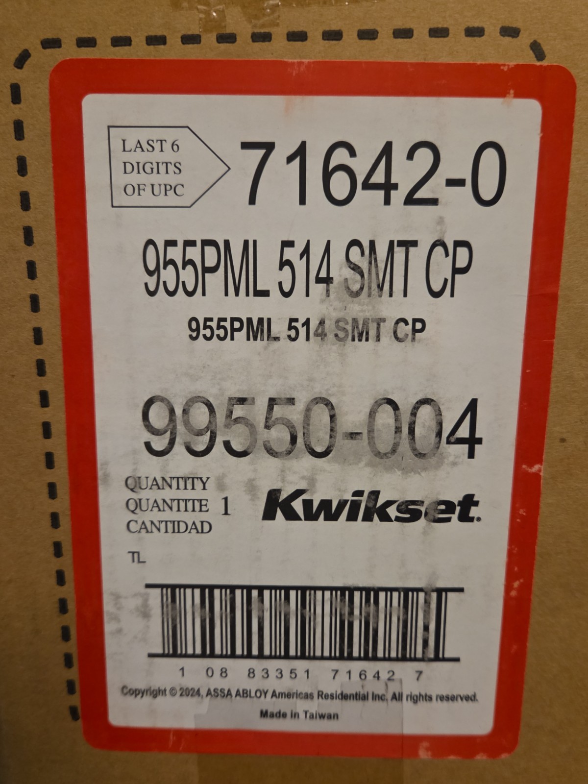 Kwikset SmartCode 955 Pembroke Keypad Electronic Lever Matte Black 10-Button NEW