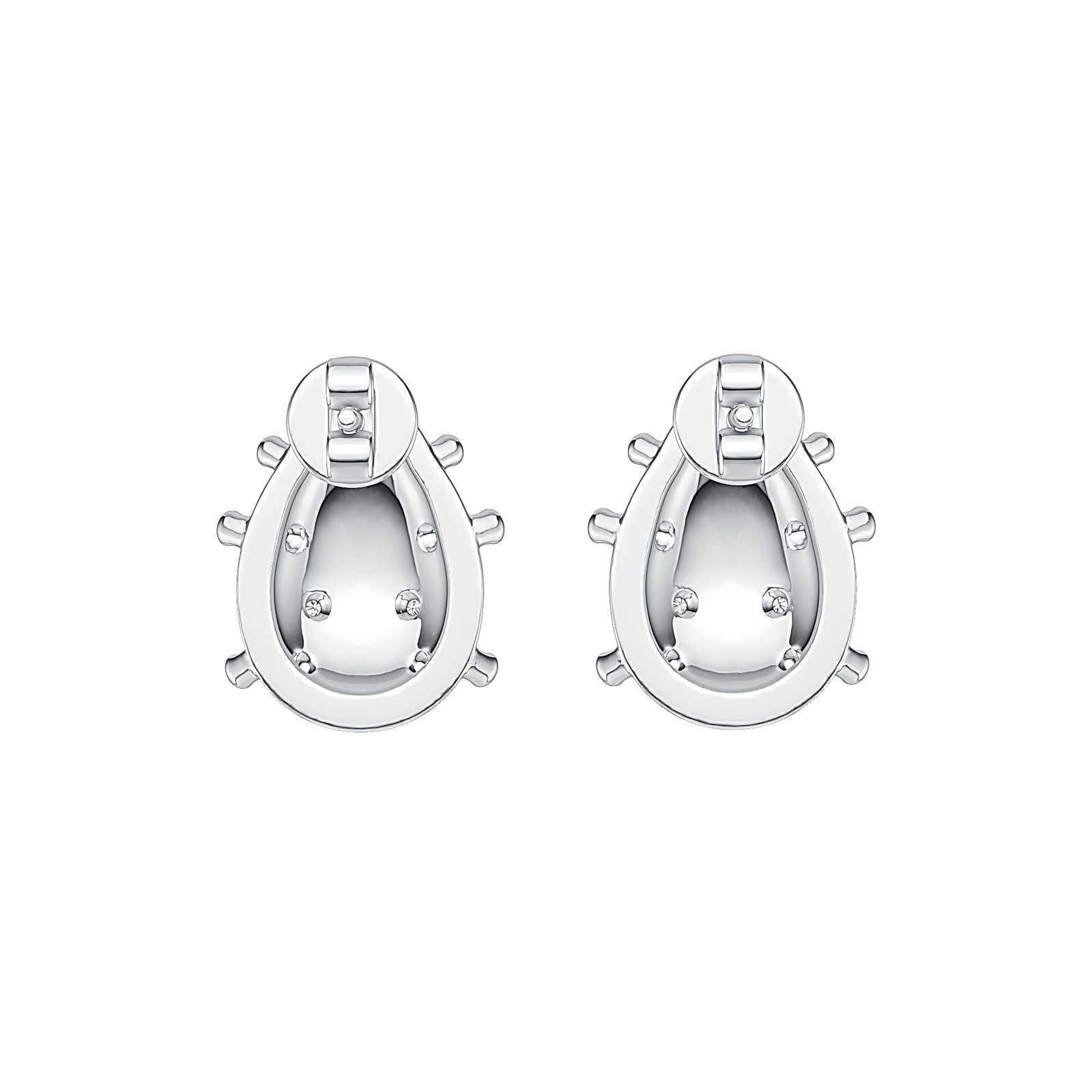 Sterling Silver Earrings Lady Bug Theme with White Topaz or Moissanite