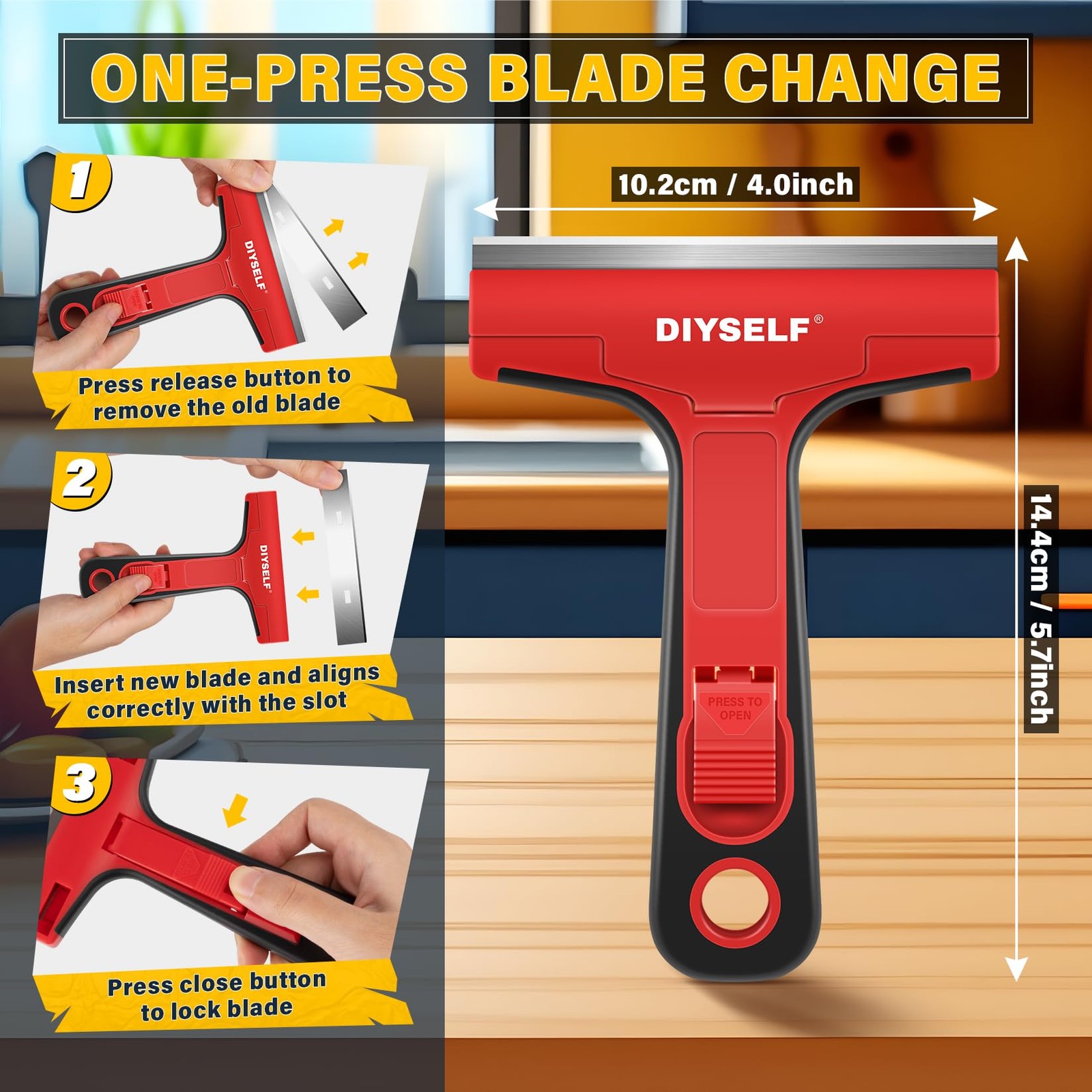 Razor Blade Scraper, 1 Pack Scraper Tool with 10pcs 4Inch Blades, Razor Scrap...