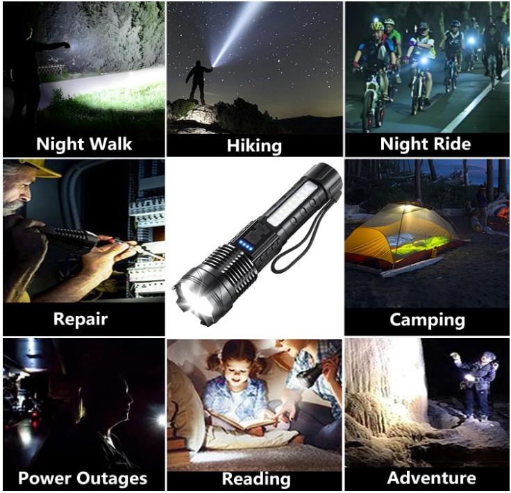 Rechargeable LED Flashlights, 90,000 Lumens Super Bright Handheld FlashLight-2PK