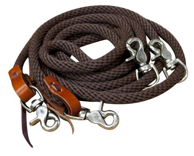 English or Western Saddle Horse Braided 5/8" Brown Nylon Yacht Rope Draw Reins