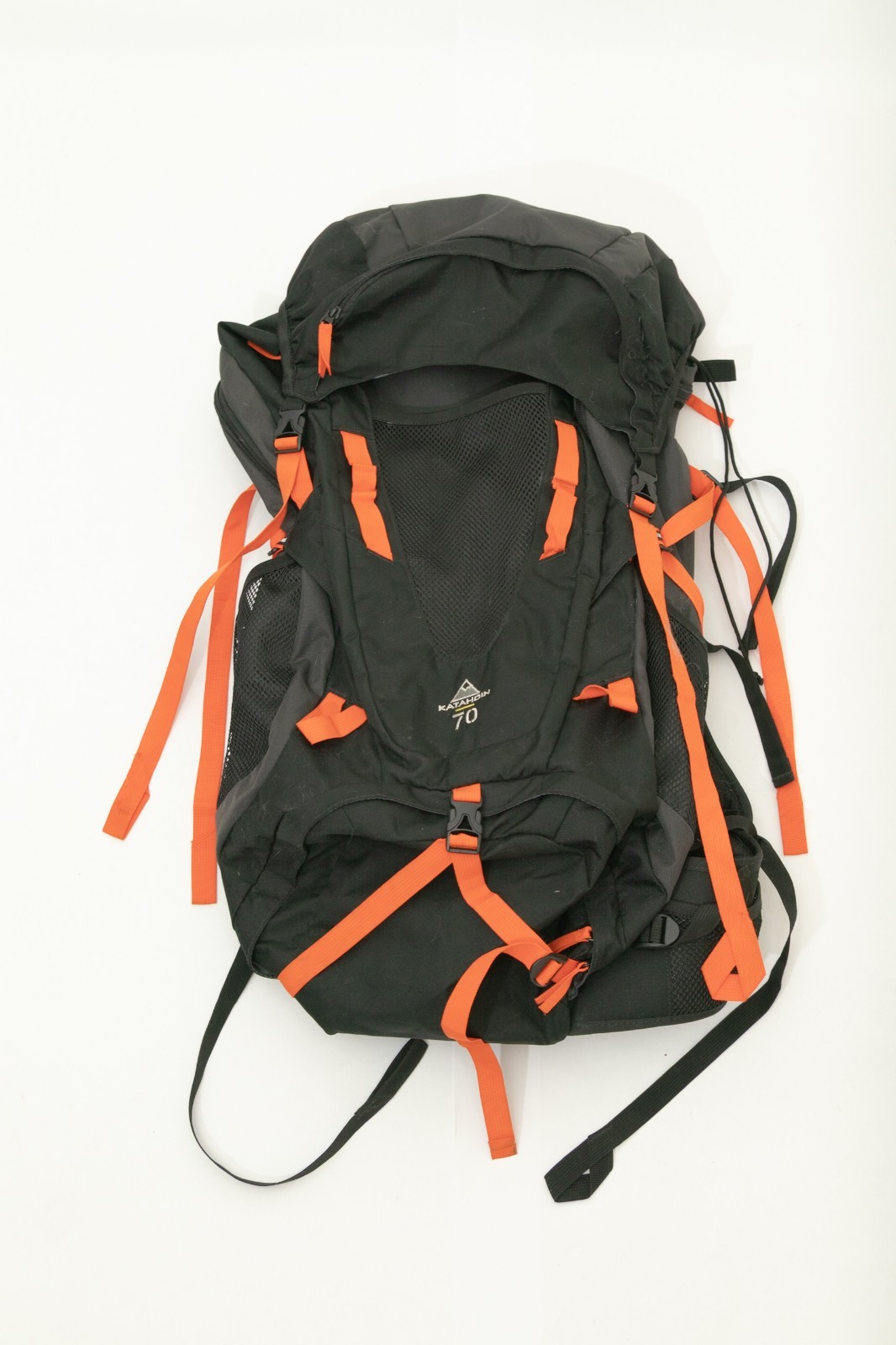 JanSport Katahdin 70 Hiking Backpack 70L Black And Orange With Rain Fly