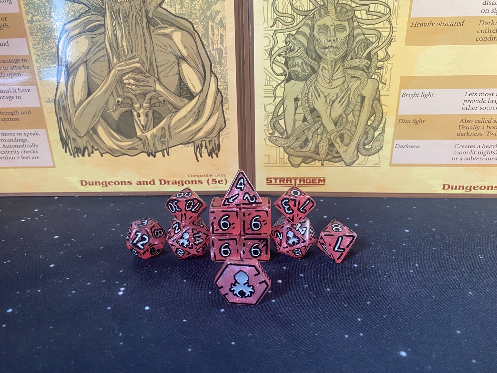 Borderlands Themed 12 Piece Dice Set (Pink Glitter)